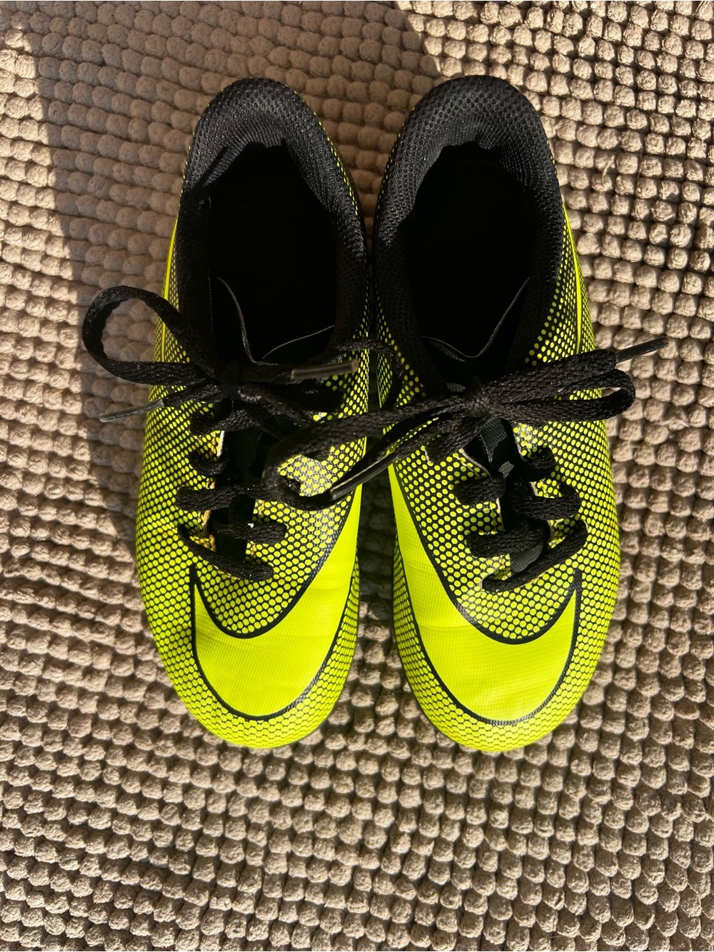 Nike Youth Soccer Cleats- black and neon yellow size 12C